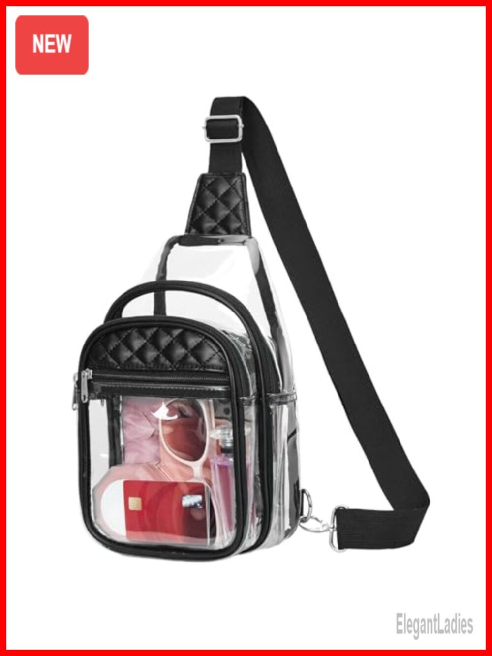 Clear Crossbody Bag Stadium Approved Concert Purse PVC 10.3x6x3 Adjustable Strap